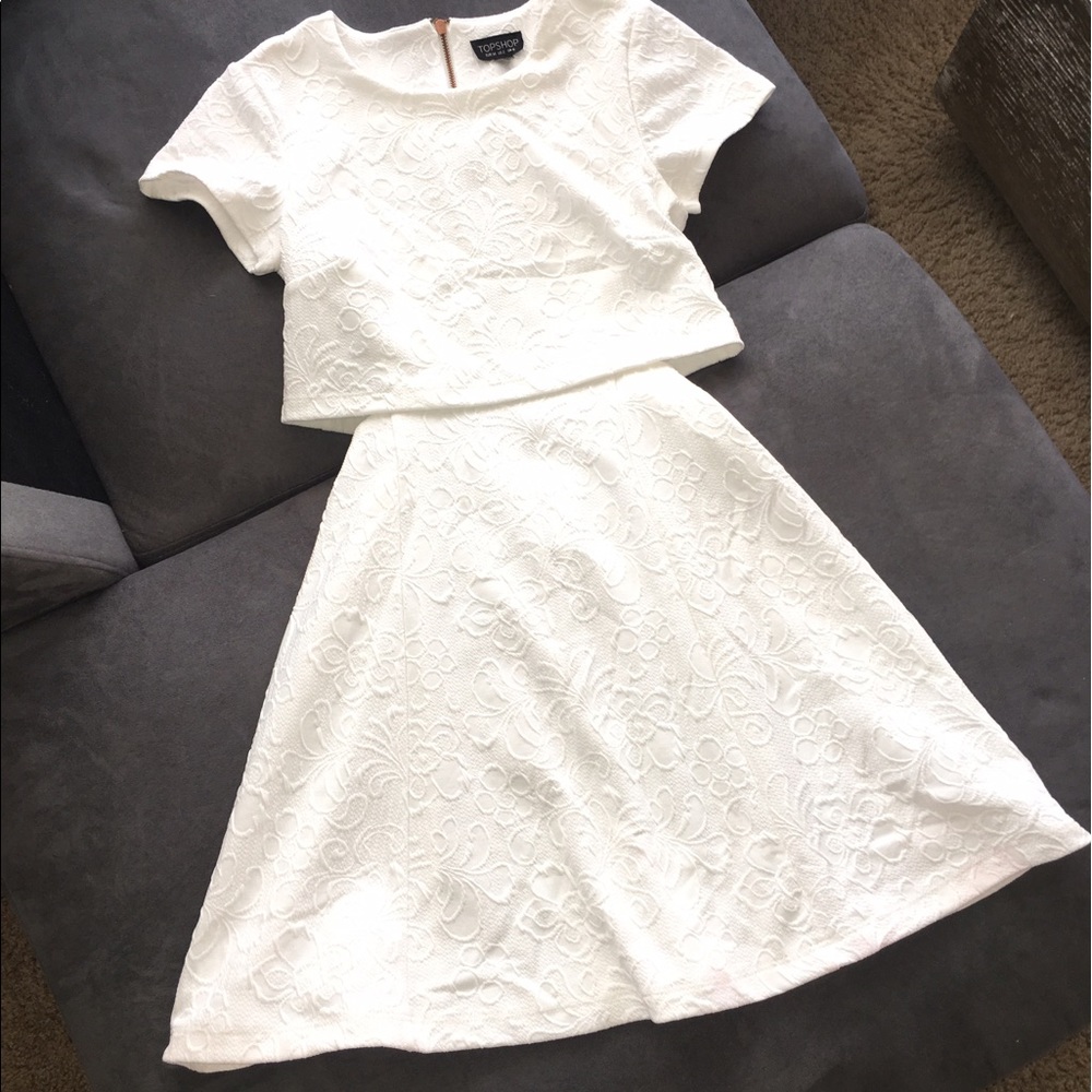 White textured/cutout dress