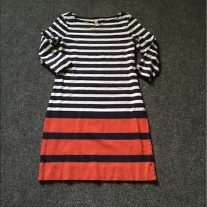Banana Republic red and blue stripe midi dress