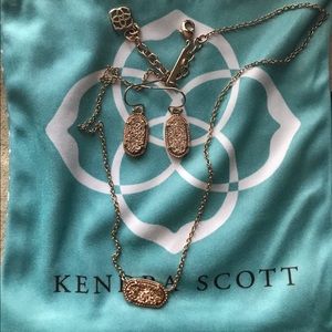 Rose gold Kendra Scott Drury earrings and necklace