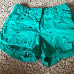 British khaki embroidered shorts