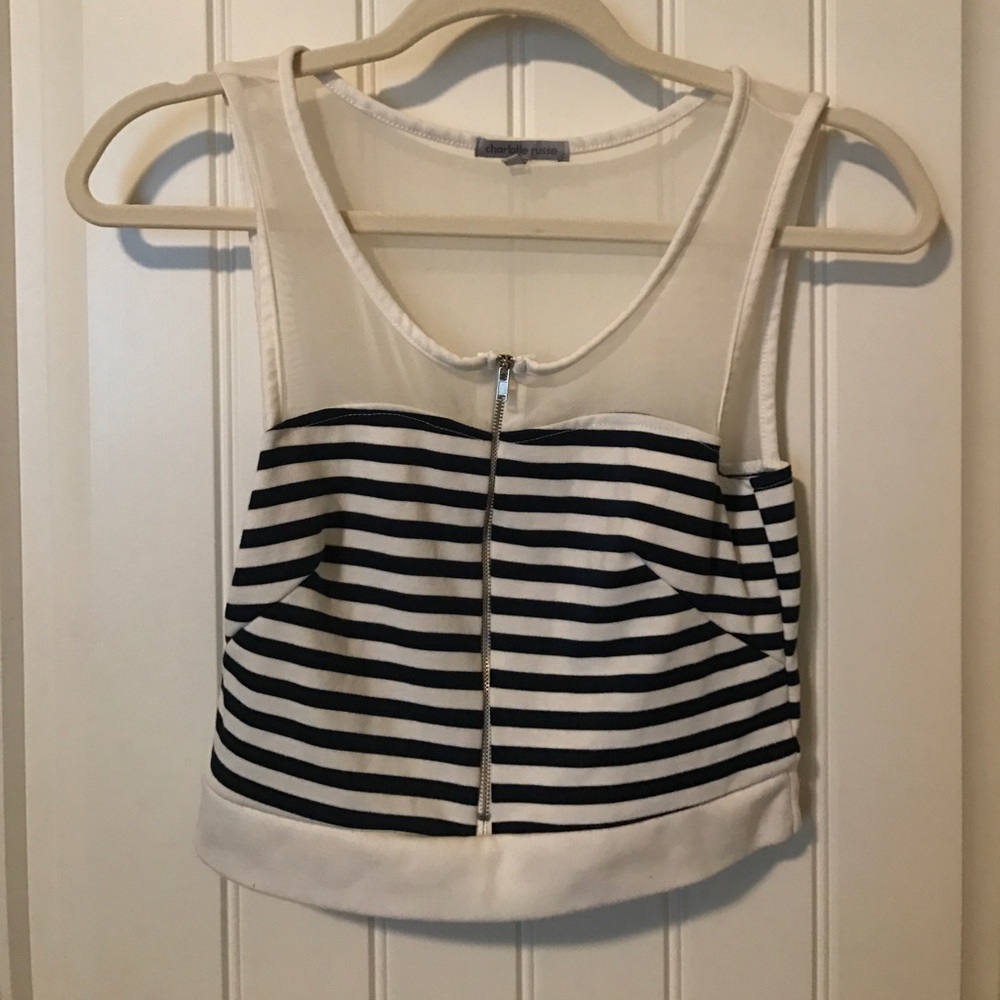 Mesh, stripped crop top.