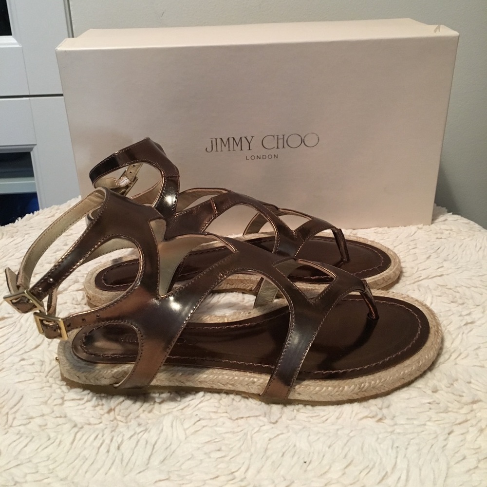 💯Authentic Jimmy Choo Gladiator Sandals Bronze 35