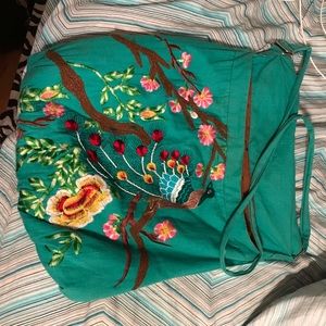 Turquoise peacock cross body