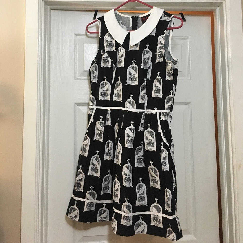 Modcloth Bird Peter Pan Collared Dress Size L