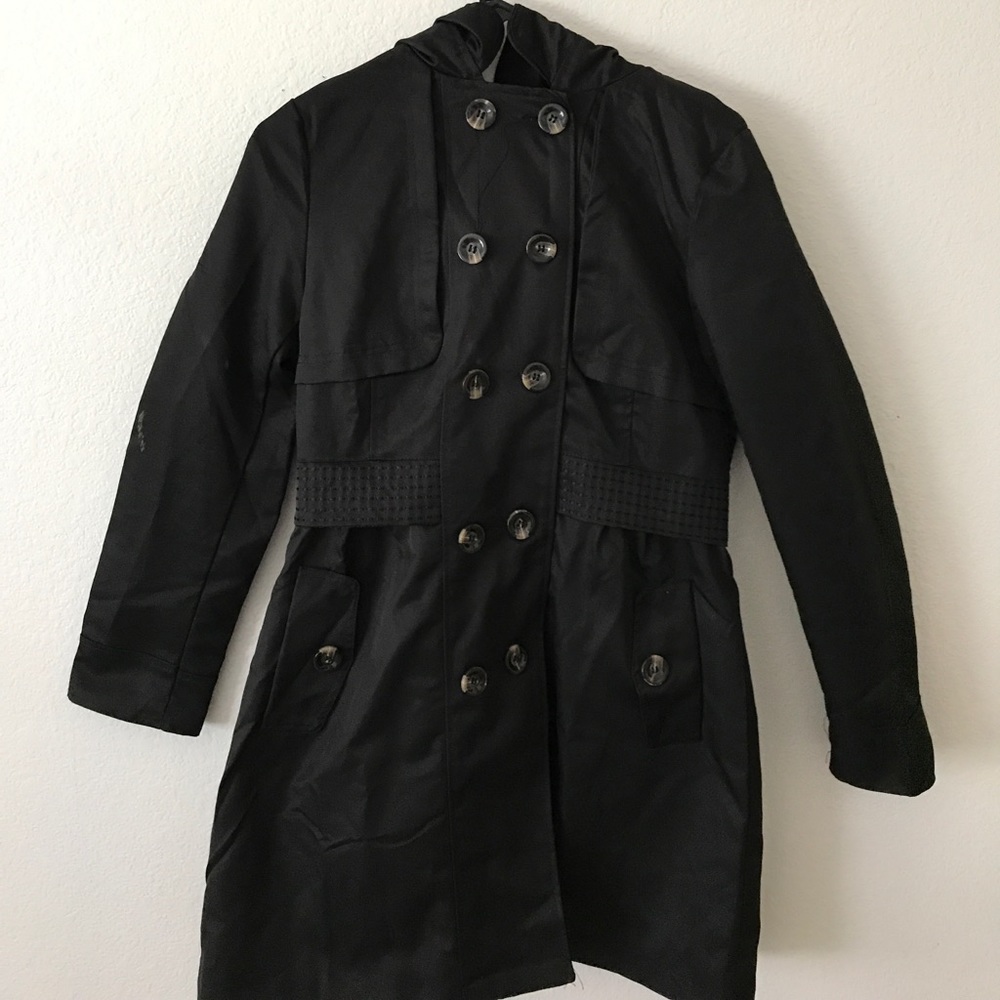 Black Hooded Trench Coat