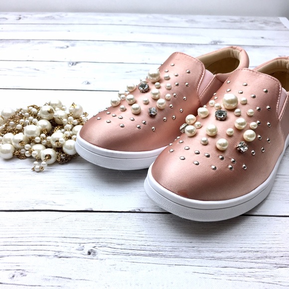 Decor Sneaker Dusty Rose Satin Embellished slides - Picture 4 of 8