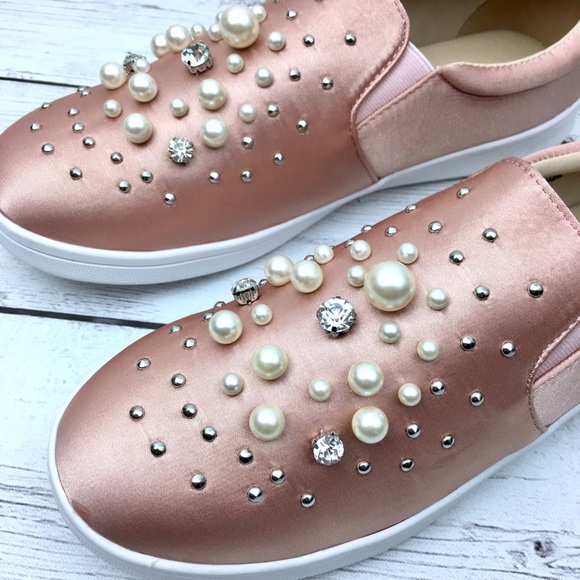 Decor Sneaker Dusty Rose Satin Embellished slides - Picture 5 of 8