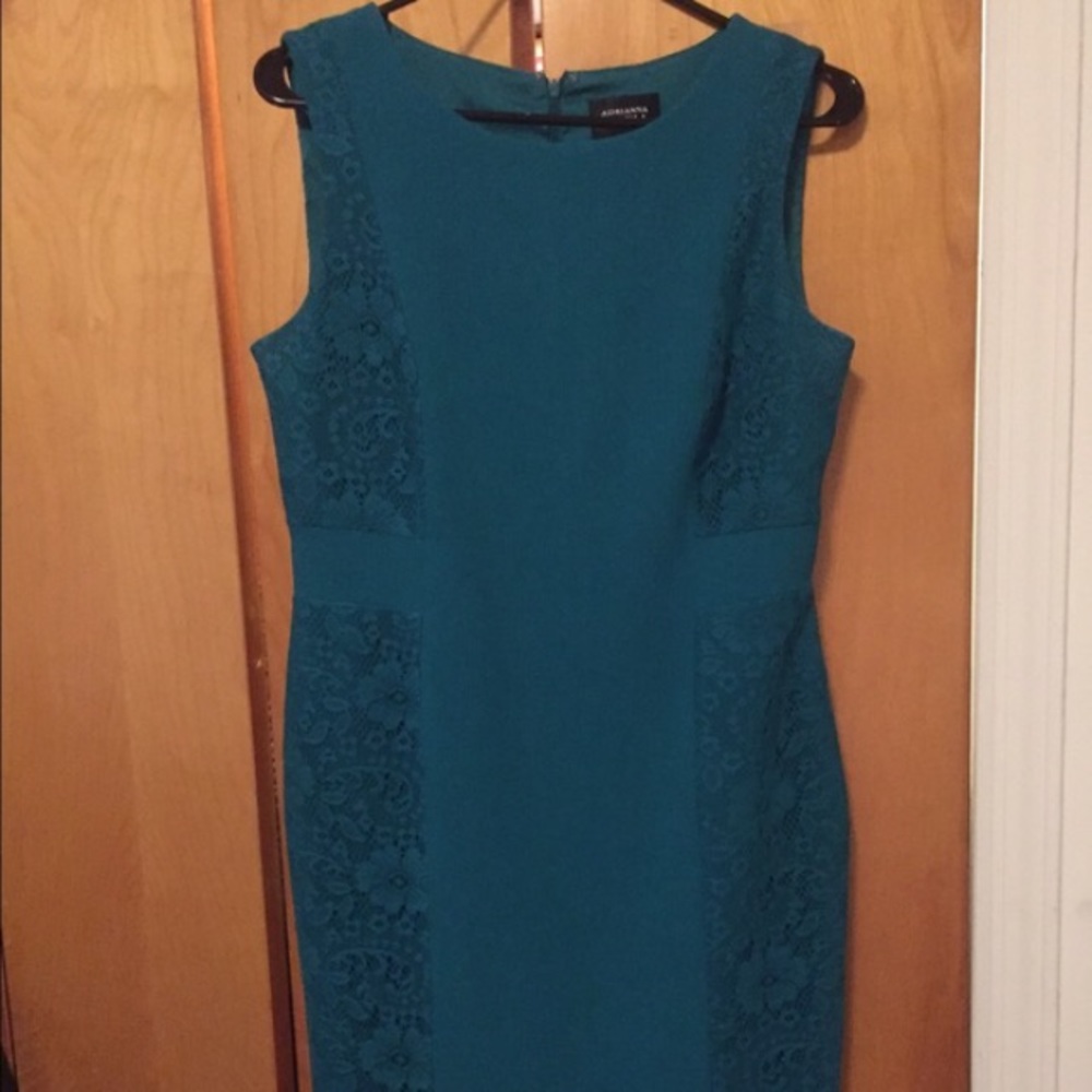 Like new Adrianna Papell  teal lace panel dress