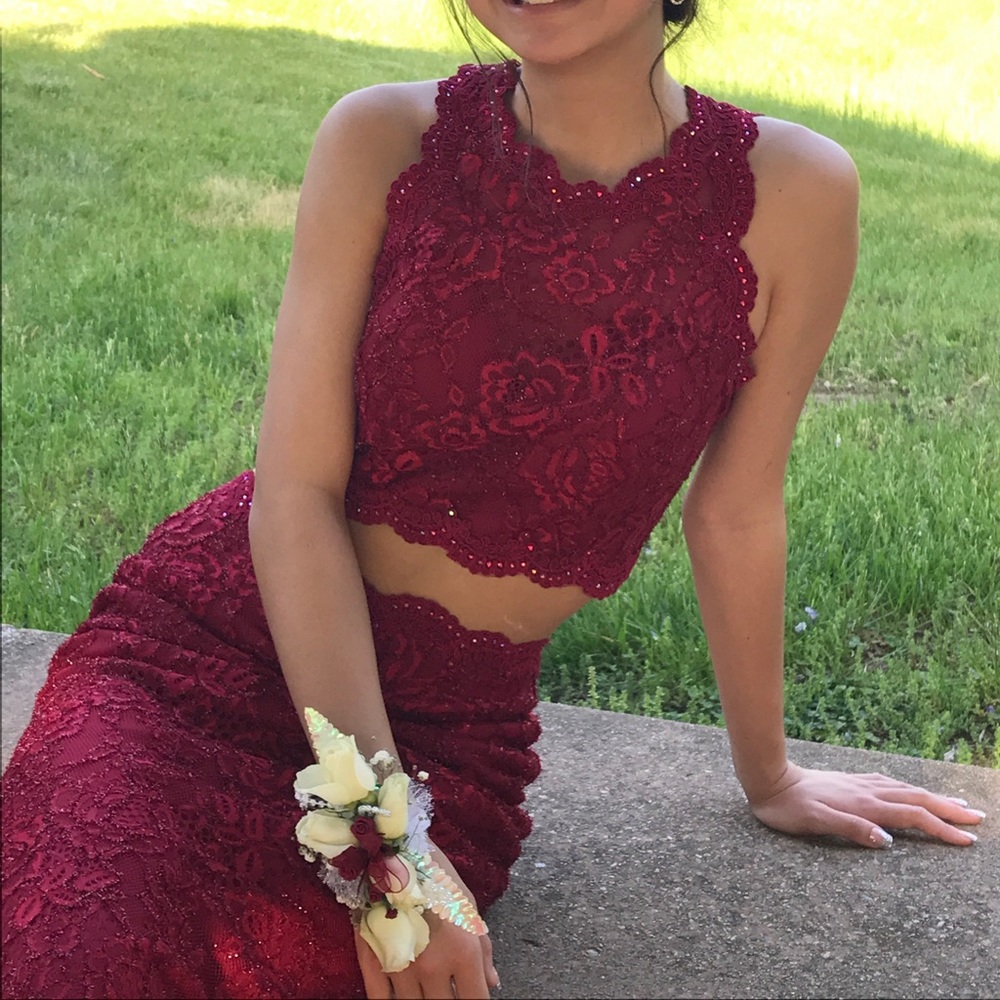 Wine colored prom dress
