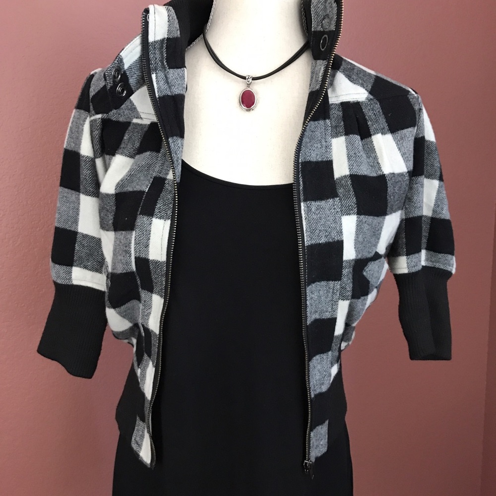 21 Perfect After Party Black/White Gingham Jacket
