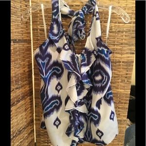 Silk Ikat Ruffle Halter