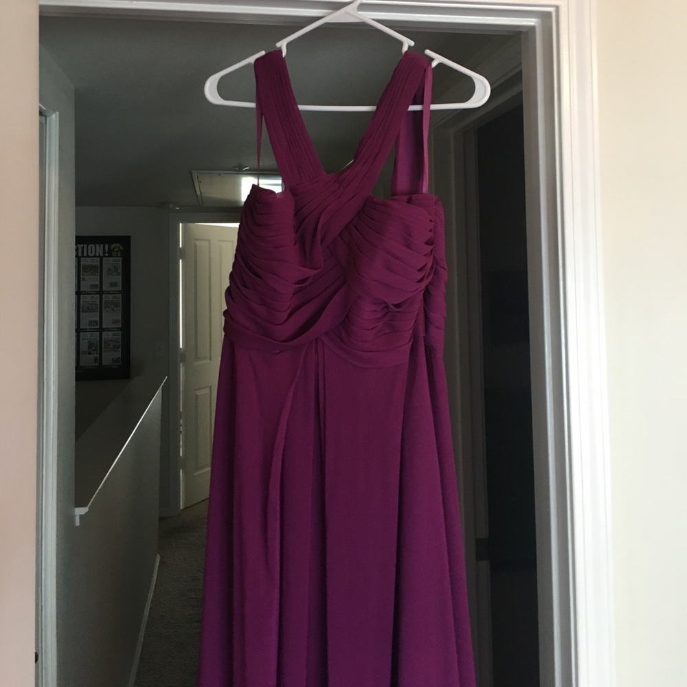Mori Lee Wine bridesmaid dress