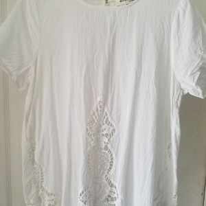 White cotton lace accented blouse