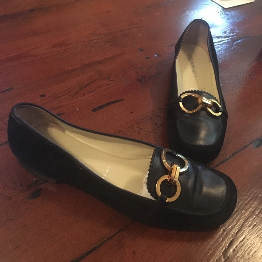 Bruno Magli Suede Flats with Gold Buckle