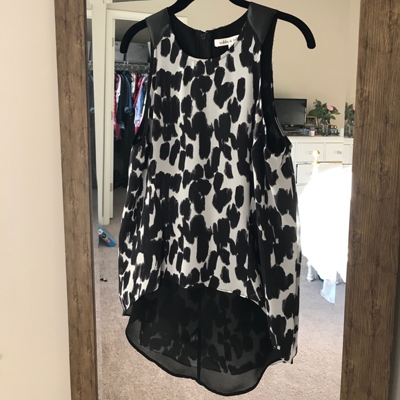 Leather and Chiffon Top - Picture 1 of 6