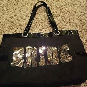 Black bride bag sequin black bag with side pockets