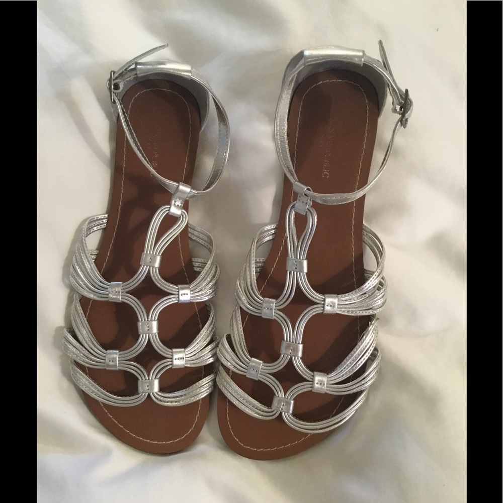 Silver gladiator sandals