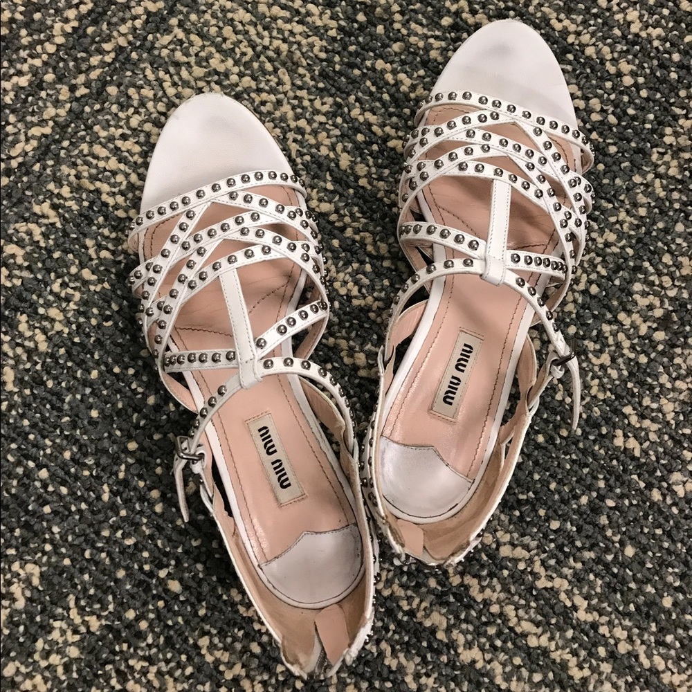 Miu miu studded leather sandals