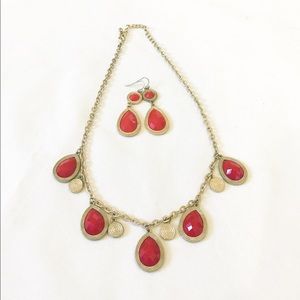 Red necklace and earring set