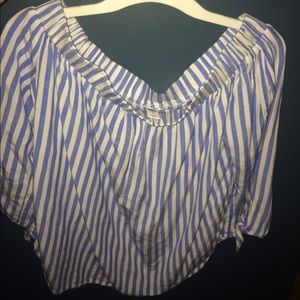 Pinstripe Off Shoulder Shirt