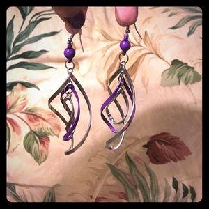 Purple and silver earrings