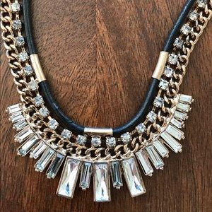 Art Deco Jewel Necklace with Leather Rope Accent