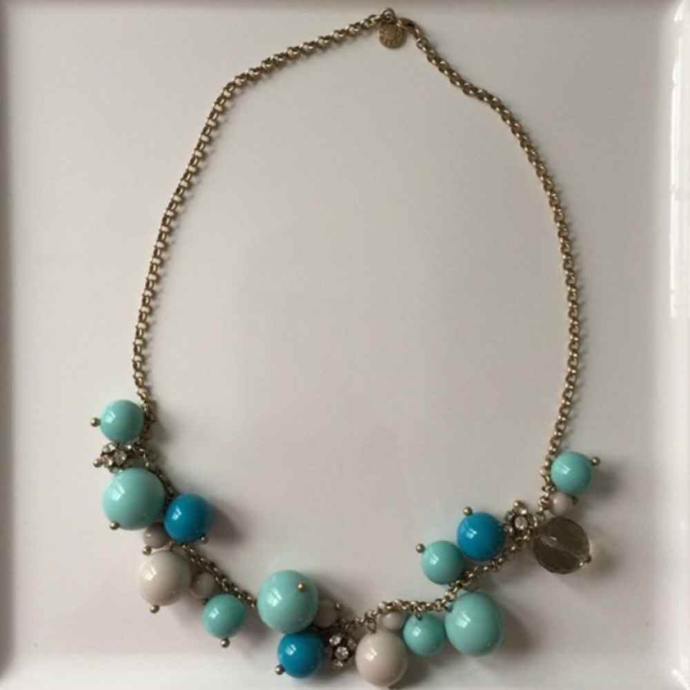 J Crew Blue Necklace with Gold Chain