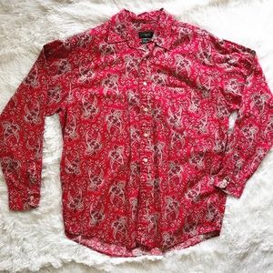 J. Crew Men's Red Paisley Button Down
