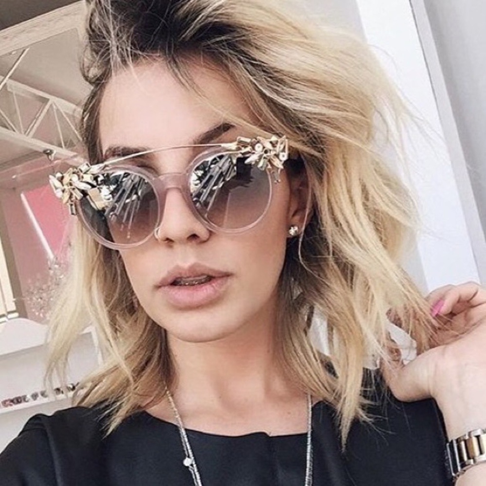 ✨Crystal-Embellished Cat Eye Sunglasses Pink✨New!