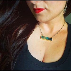 Labradorite Semiprecious Gemstone Gold Necklace