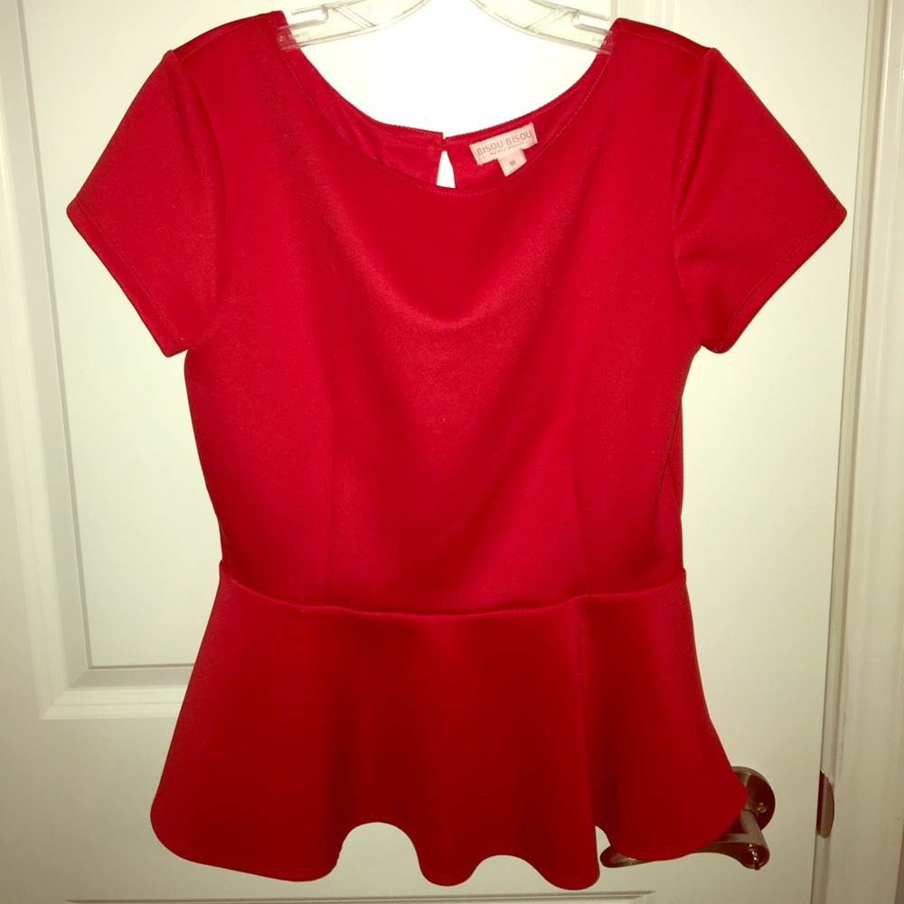 Red Peplum Dress Shirt