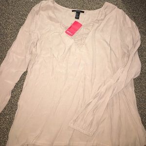 Cute lace up long-sleeve shirt