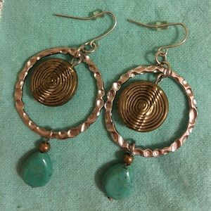 Silver/gold/turquoise earrings from Pier One