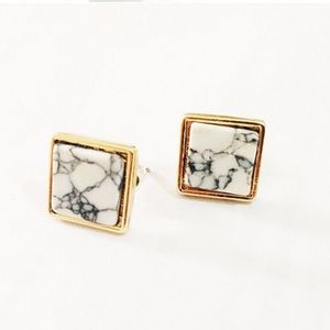5 for $25 • White Marble Square Earrings
