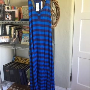 Splendid, blue-striped, razor back, dress.