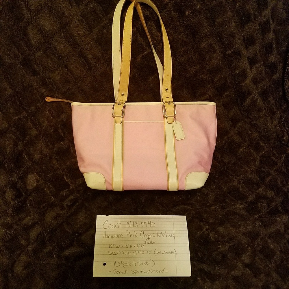 Coach Hampton pink canvas w/ leather trim preowned