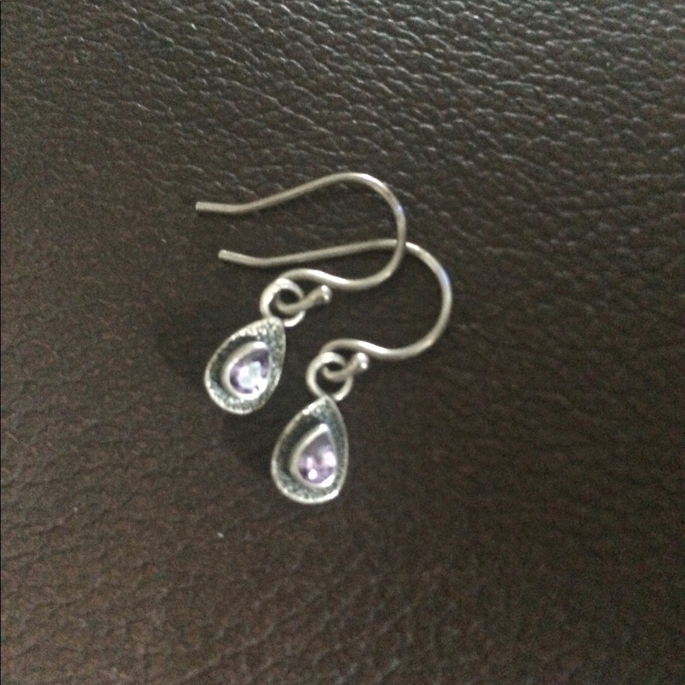 Silpada sterling silver with purple CZ earrings