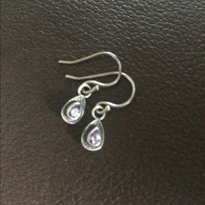 Silpada sterling silver with purple CZ earrings