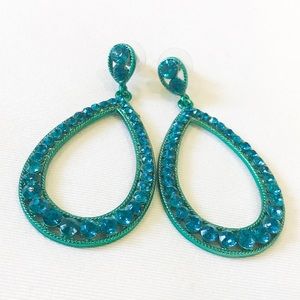 Turquoise Crystal Dangle Earrings