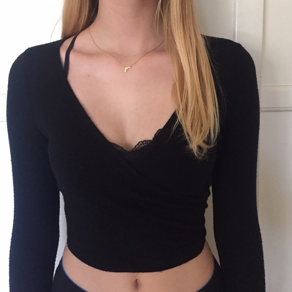 Abercrombie and Fitch Black Wrap Top