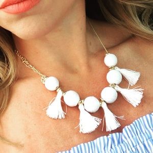 Statement tassel necklace with tassel earrings