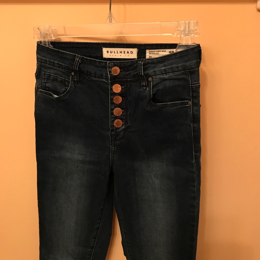 Bullhead super high rise skinniest button up jeans