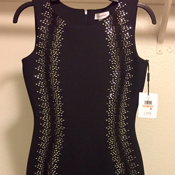 Calvin Klein Embellished Scuba Sheath Dress - Picture 3 of 4