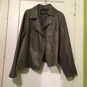 GREEN LEATHER JACKET Women's 2X