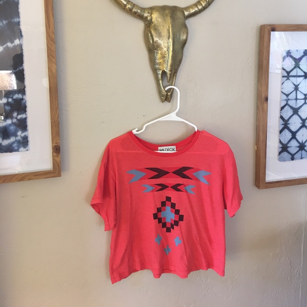 Wildfox Aztec Print Crop Tee