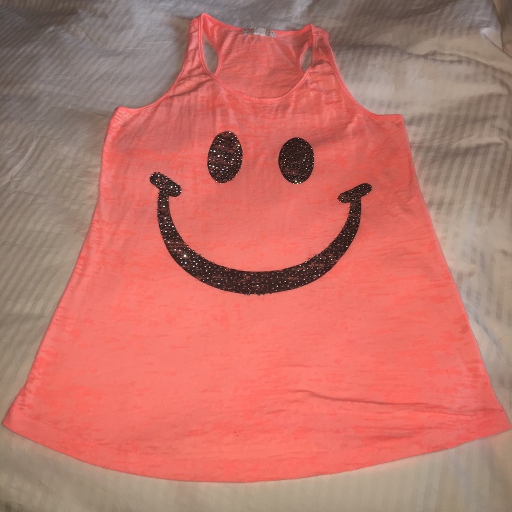 F21 Rhinestoned Smiley Face Tank Top