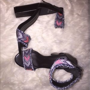 Black heels with print