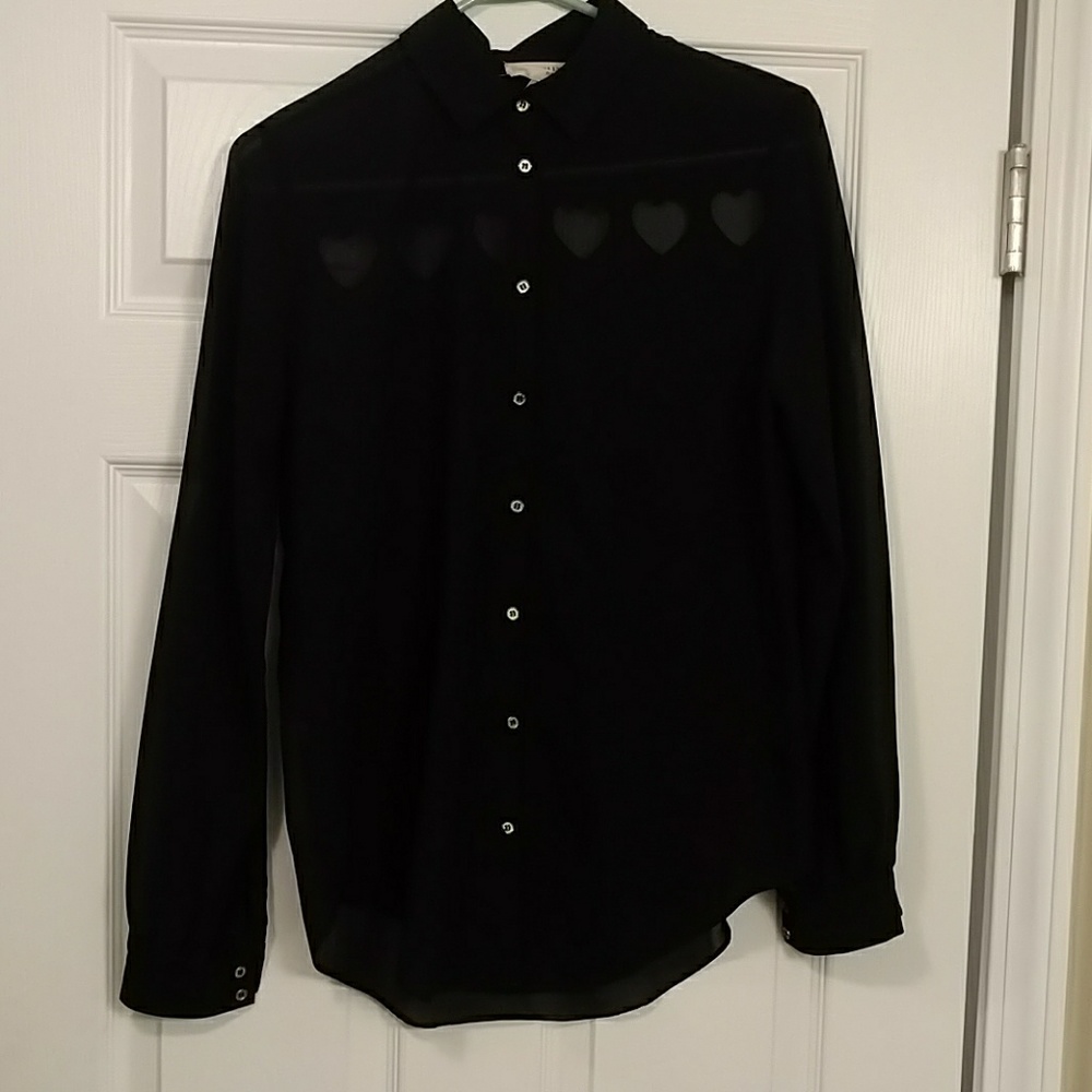 Black Blouse with Heart Detail