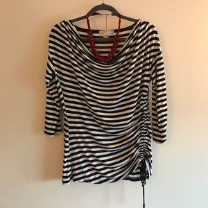 Michael Kors Cowl Neck Side Cinch 3/4 Sleeve Shirt