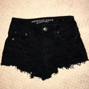 Black jean shorts